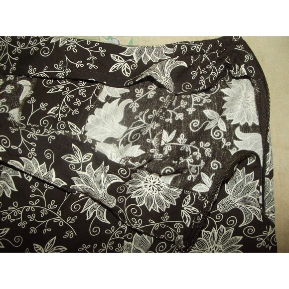Christopher & Banks Skirt Size Large Brown White Floral Print A-LIne Midi Rayon - Picture 5 of 8